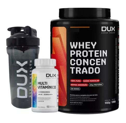 Whey 900g +multivitaminico 90 Caps + Shaker Bottle Pro - Dux