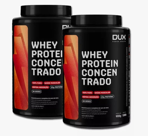 2x Whey Protein Concentrado Pote 900g - DUX Nutrition