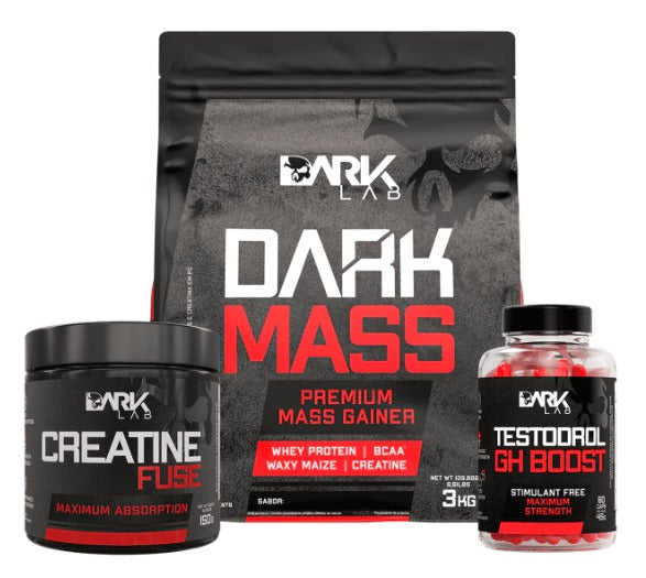 Kit Dark Mass 3Kg + Testodrol-GH Boost 60 cap. + Creatina Fuse 150g - Dark Lab