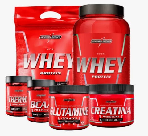 Combo 2 Nutri Whey + Creatina + Bcaa + Glutamine + Therma - Integralmédica