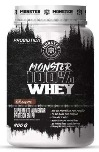 Whey Protein – Monster 100% Pote 900g (31g proteínas por dose/ Baixo carbo) – Probiotica